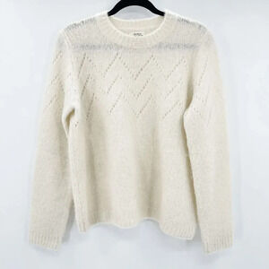 Hartford Crew Neck Sweater Women's Size 4 White Long Sleeve Chevron Pullover